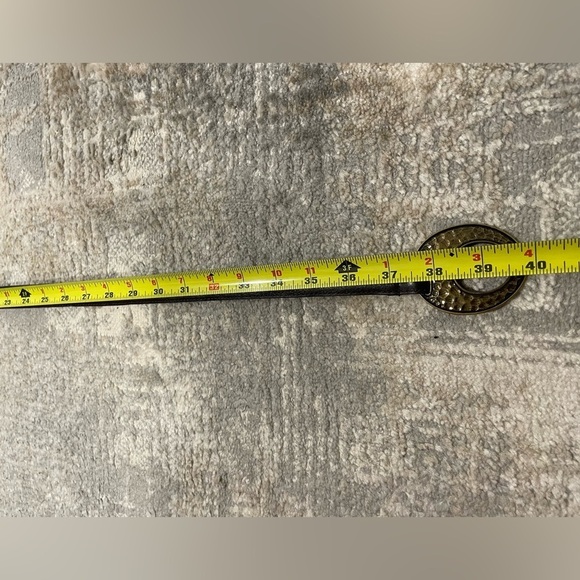 Chicos Vintage Belt M/L Brown Genuine Leather Beaten Gold Buckle Adjustable Rare - Picture 7 of 7